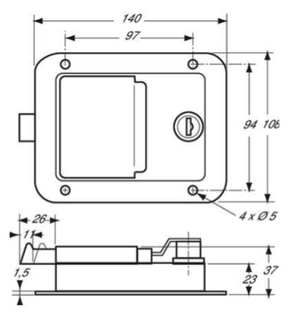 inbouwsluiting RVS met slot - Afbeelding 3