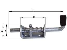 Trekgrendel verend sluiting 15 cm + veer verzinkt