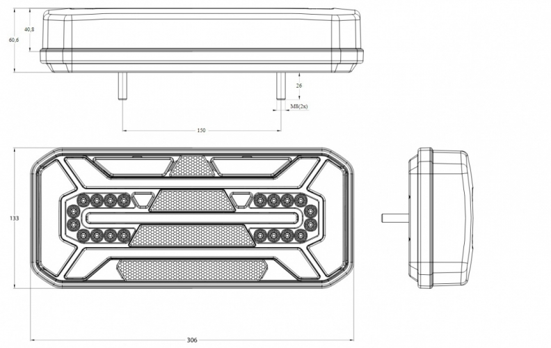 achterlicht led 12/24v trailer rechts WAS 184DD-7421