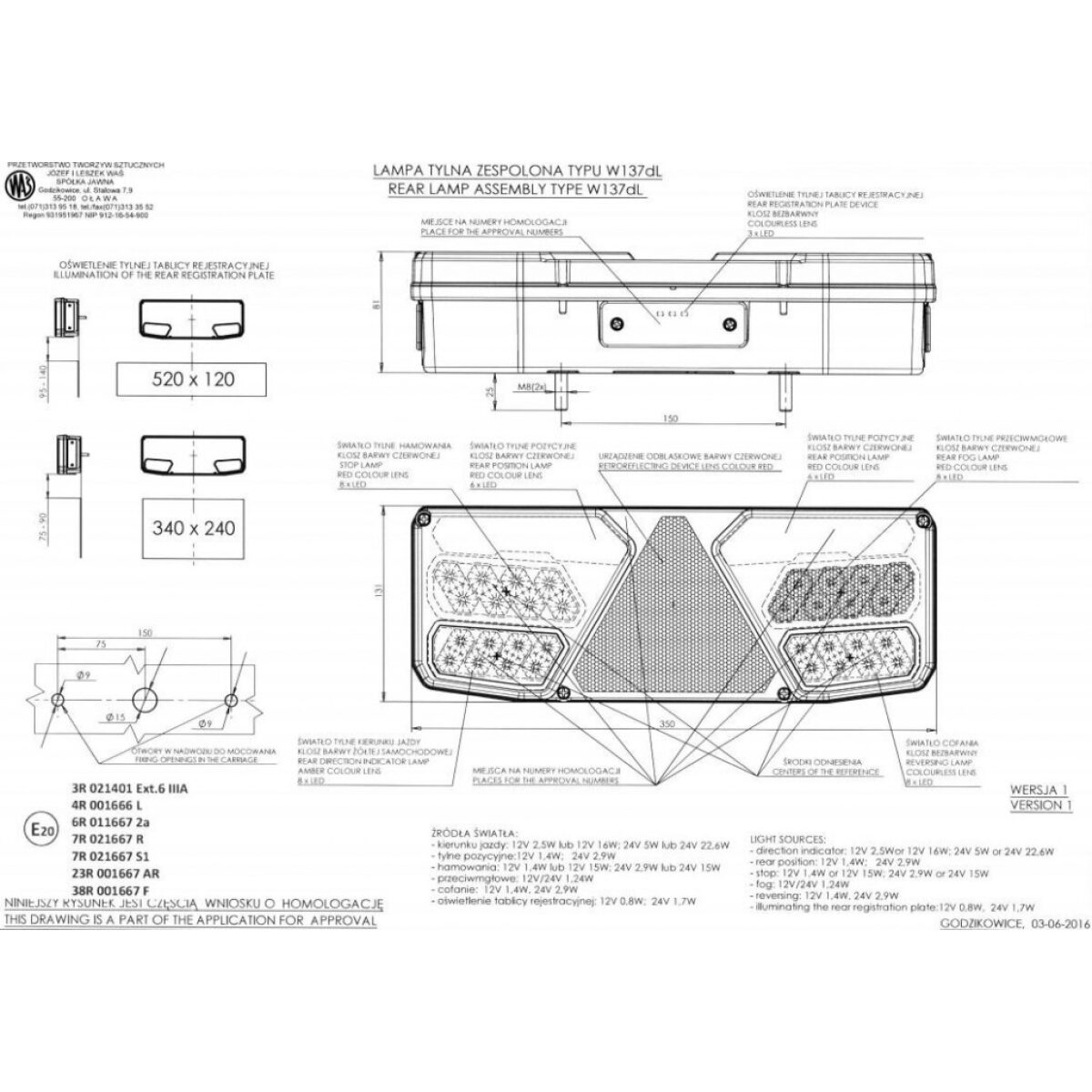 achterlicht led/neon links 12/24V-7807