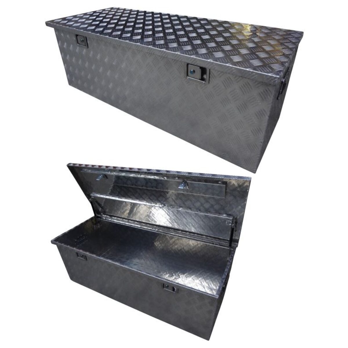 Kist aluminium rechthoekig groot incl. slot+2 sleutels 145x60x50cm - Afbeelding 1