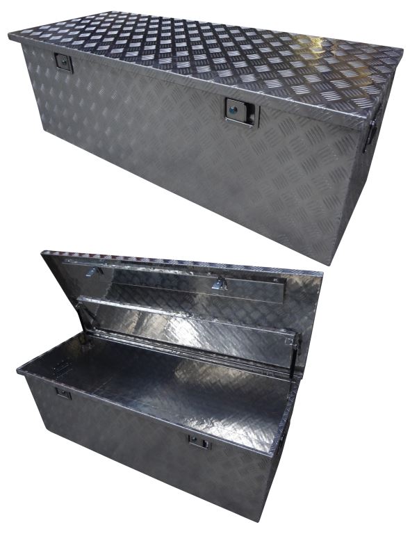 016299 Kist aluminium rechthoekig groot incl. slot+2 sleutels 145x60x50cm - Afbeelding 1
