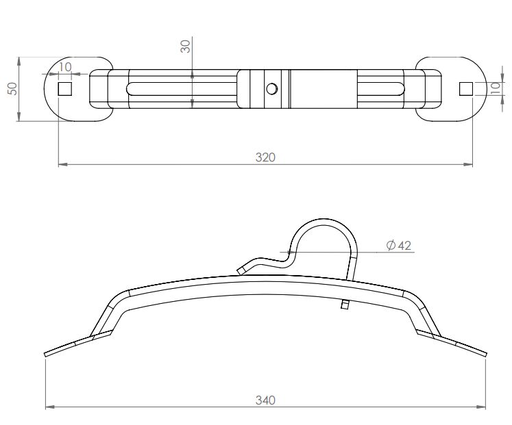 Spatbordsteun verstelbaar Ø 42mm INOX/RVS - Afbeelding 3
