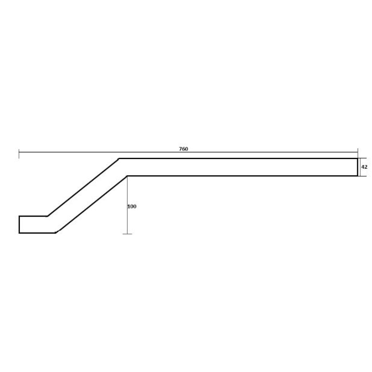 Spatschermpijp Ø42mm gebogen lengte 760mm - Afbeelding 3
