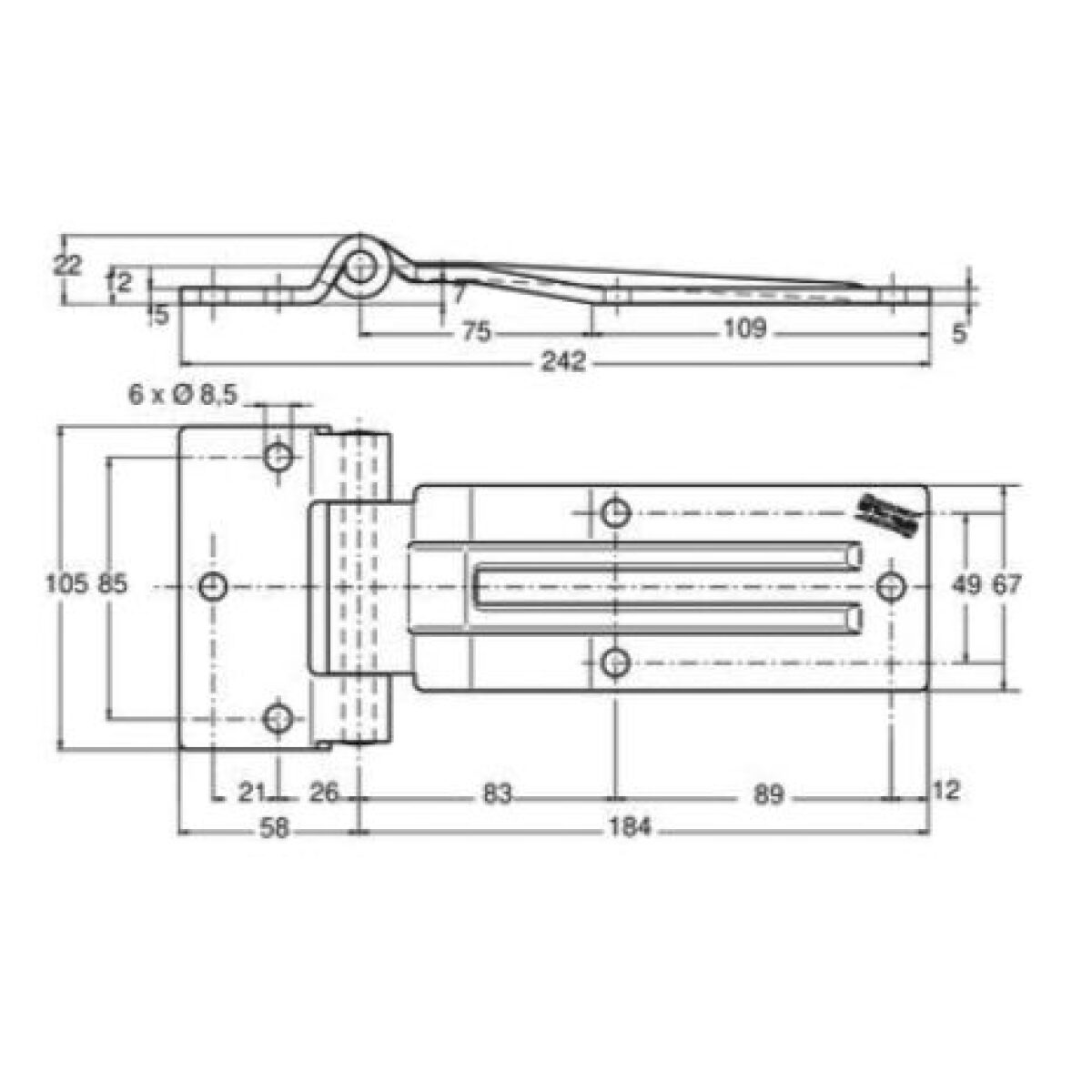 Scharnier RVS 184mm met verzet - Afbeelding 3