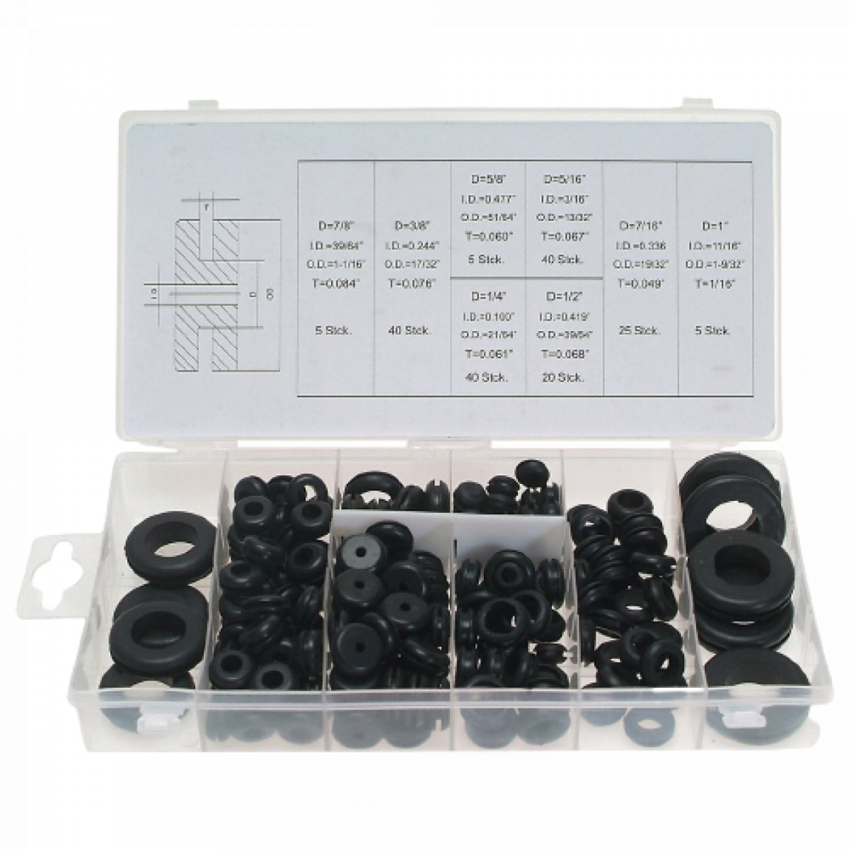 Assortiment doorvoerrubbers 180-delig - Afbeelding 1