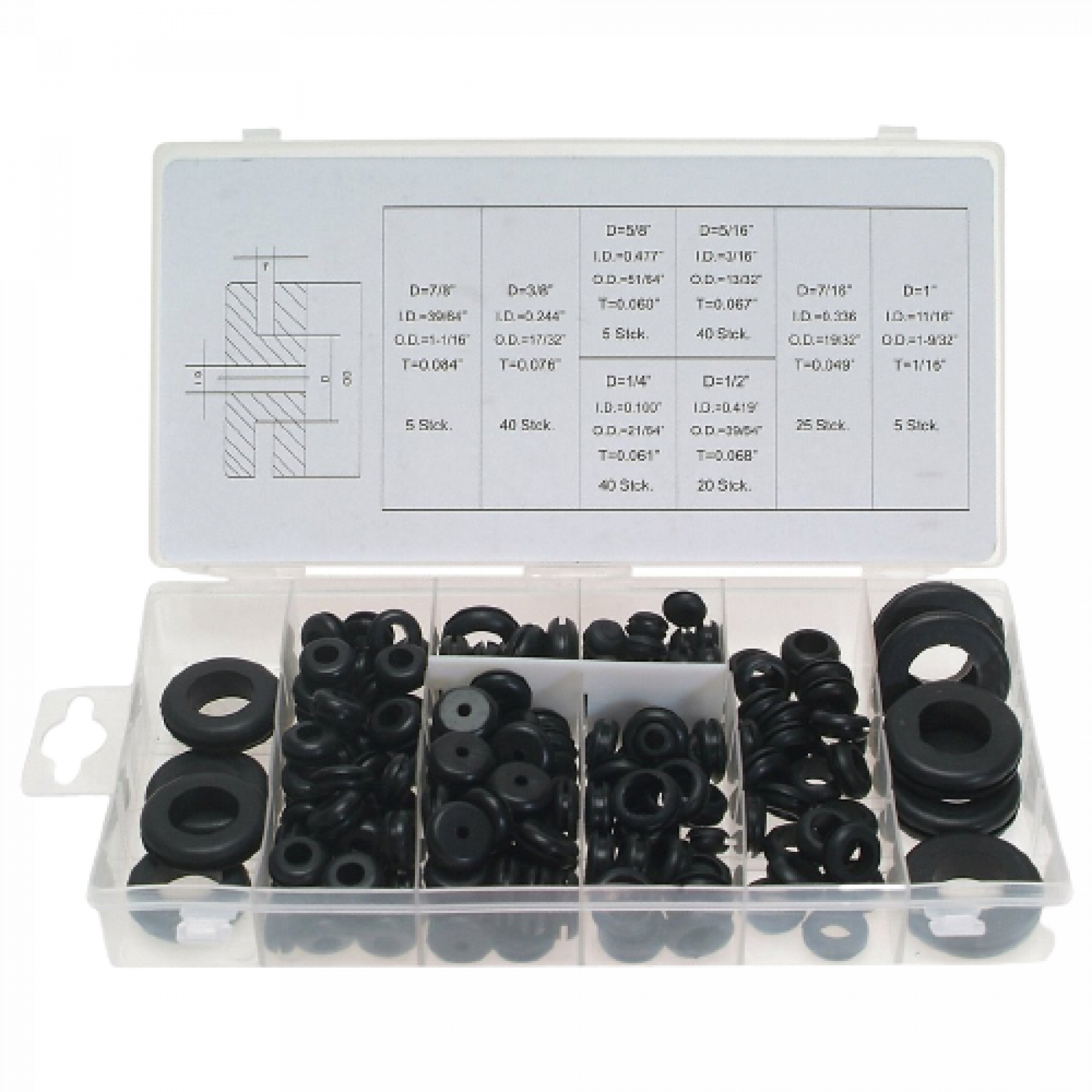 1442360142 Assortiment doorvoerrubbers 180-delig - Afbeelding 1