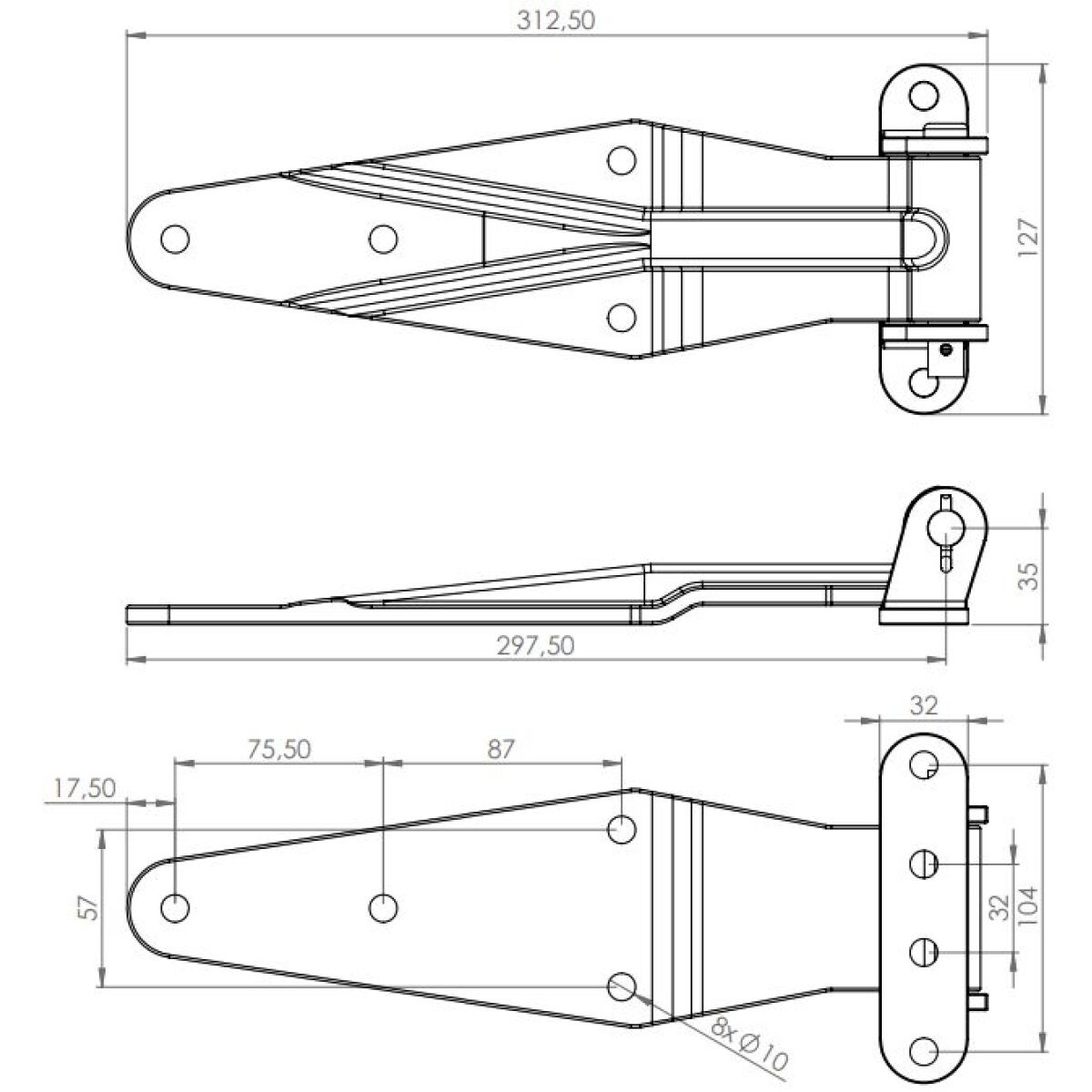Scharnier set containerdeur verzinkt - Afbeelding 3