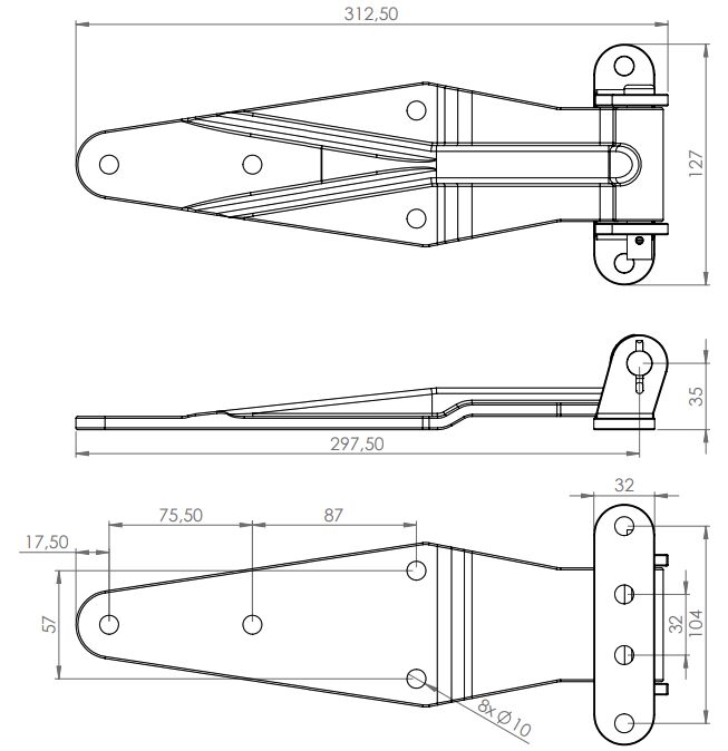 Scharnier set containerdeur verzinkt - Afbeelding 3